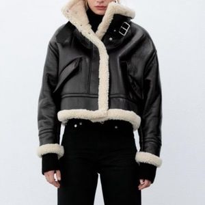 Zara faux shearling aviator jacket